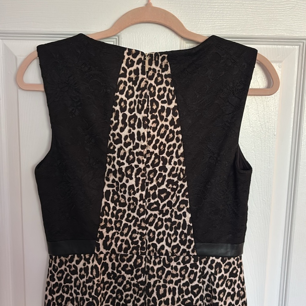 Lace and Leopard Print Pencil Dress - Picture 8 of 8